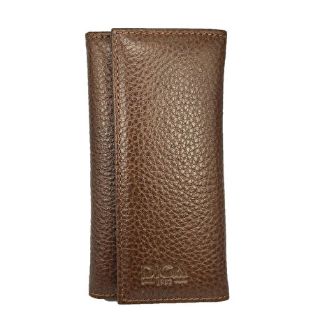 Hakiki Deri Organizer Dikey Anahtarlık Taba