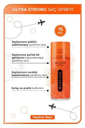 Morfose Saç Spreyi Turuncu Ultra Strong 75 Ml Seyahat Boy 2 Adet