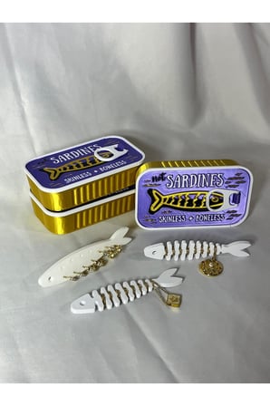 Sardalya Konservesi Sardines Takı Kutusu - Bordo, Bej, Beyaz, Siyah