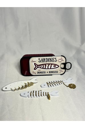 Sardalya Konservesi Sardines Takı Kutusu - Bordo, Bej, Beyaz, Siyah