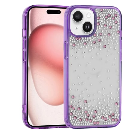 iPhone 15 Kılıf Airbag Tasarımlı Damla Taşlı Şeffaf Pera Silikon Kapak