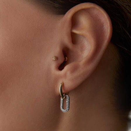 Taşlı Ataç Sallantılı Küpe