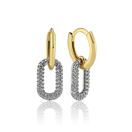 Taşlı Ataç Sallantılı Küpe