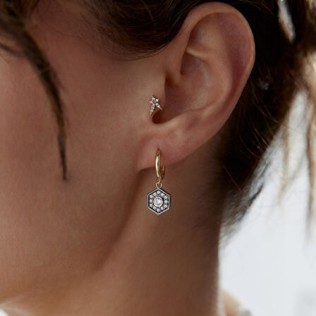 Black Altıgen Küpe