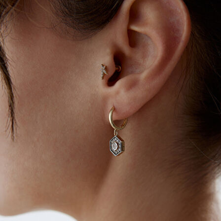 Black Altıgen Küpe