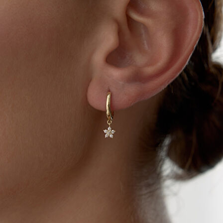 Shine Taşlı Çiçek Küpe