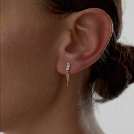 Dikdörtgen Taşlı Keskin Küpe