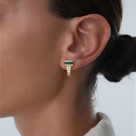 Yeşil Taşlı Aura Küpe