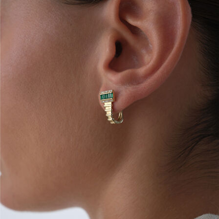 Yeşil Taşlı Aura Küpe