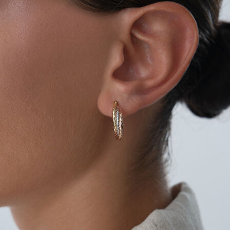 Üç Renkli Desenli Küpe