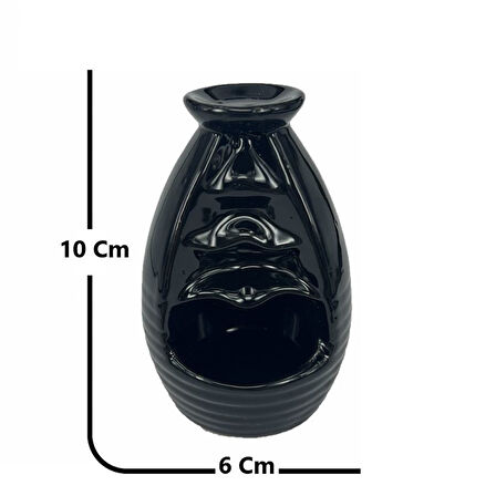 Porselen Geri Akış Tütsü Brülörü +5 Aromatik Tütsü CA4 Siyah