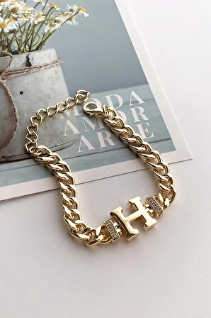 Gold H Harf Bileklik TrBilek7543 B34003