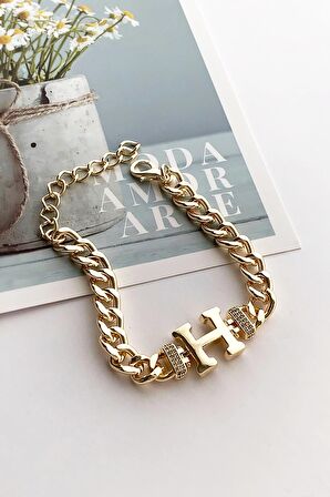 Gold H Harf Bileklik TrBilek7543 B34003