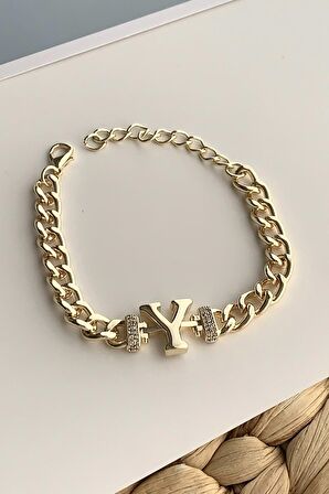 Gold Y Harf Bileklik TrBilek7578 B34003
