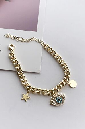 Taşlı Göz Figür Zincir Bileklik TrBilek7616 B33003