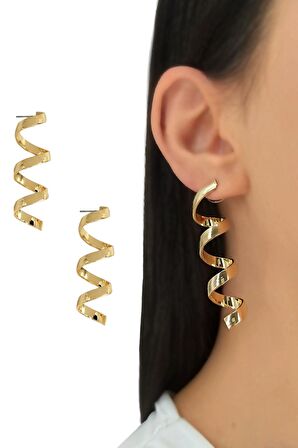 Premium Plaka Kıvrımlı Küpe