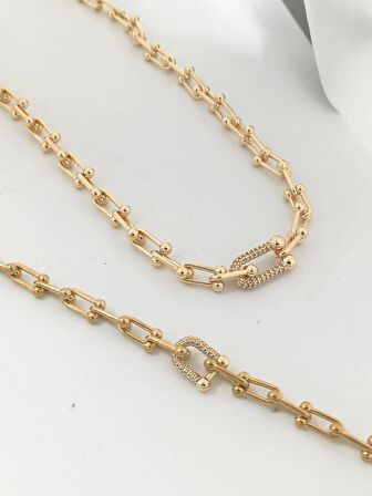 Premium 2'li Taşlı Tiffany Kolye Bileklik Set