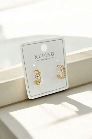 Xuping Renk Atmaz Taşlı Kalp Halka Küpe 35719