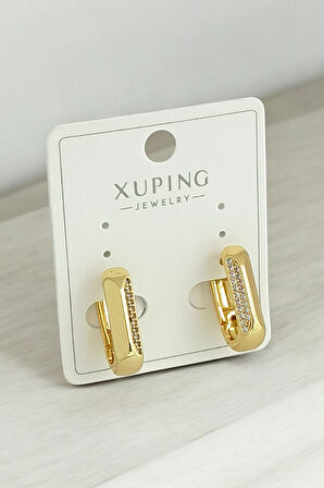 Xuping Renk Atmaz Minimal Taşlı Kare Kesim Küpe