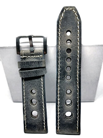 Tissot  &   Fossil  Uyumlu   Crayz   Hakiki   Deri   22  mm  GRİ