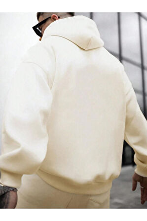 Erkek Believer Baskılı Oversize Kapşonlu Sweatshirt