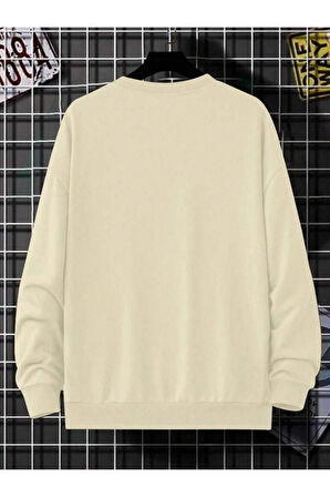 Erkek Brooklyn Lought Baskılı Oversize Bisiklet Yaka Sweatshirt