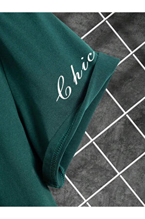 Erkek Chicago Baskılı Oversize T-shirt