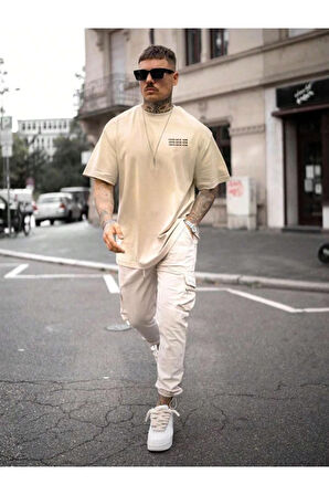 Erkek Faith Over Baskılı Oversize T-shirt