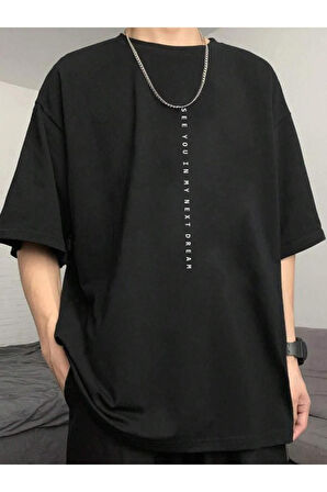 Erkek 3'lü Sırt Baskılı Oversize T-shirt