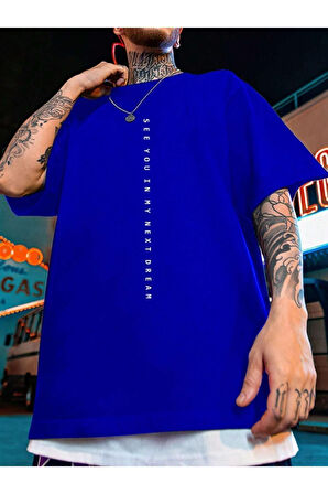 Erkek 3'lü Sırt Baskılı Oversize T-shirt