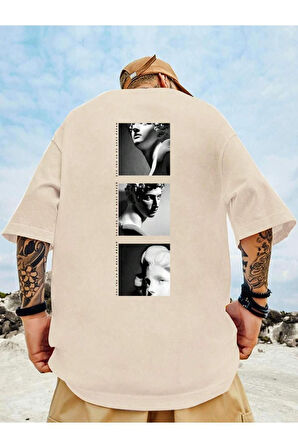 Erkek 3'lü Sırt Baskılı Oversize T-shirt