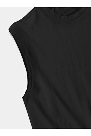 Erkek Siyah Made Extreme Baskılı Kolsuz T-shirt