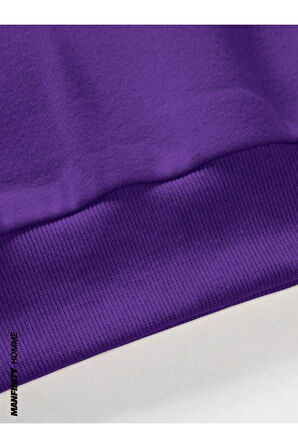 Erkek El Baskı Bisiklet Yaka Sweatshirt