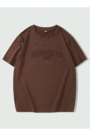 Erkek Brooklyn Kabartma Baskılı Oversize T-Shirt