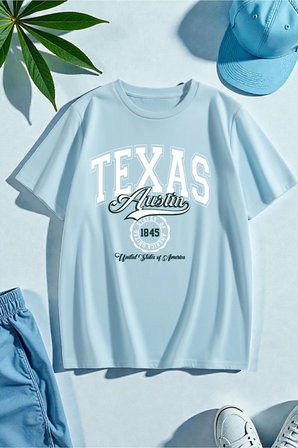 Unisex Texas Baskılı Tasarım Tshirt