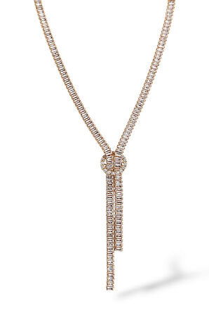 Premium Baget Taş Düğüm Abiye Kolye-Küpe Set
