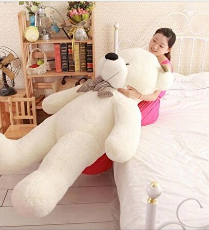 130 cm Papyonlu Sevimli Büyük Peluş Ayıcık- % 100 YERLİ 