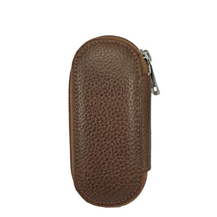 Hakiki Deri Fermuarlı Anahtarlık Şık ve Fonksiyonel Taba