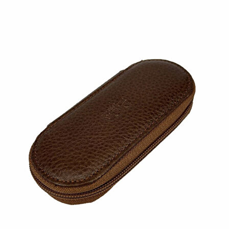 Hakiki Deri Fermuarlı Anahtarlık Şık ve Fonksiyonel Taba