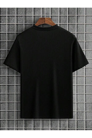 Erkek Siyah LA Baskılı Oversize T-shirt