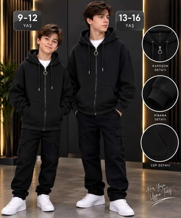 Ela 3 ip şardonlu kışlık fermuarlı sweatshirt