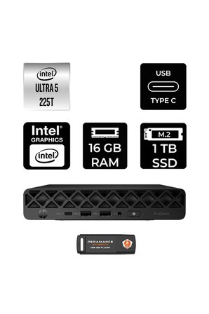 Elitedesk 8 Mini G1I Aı Core Ultra 5 225 16GB RAM 1TB SSD FreeDOS 998V3ETPN306 Mini PC + Per4 USB