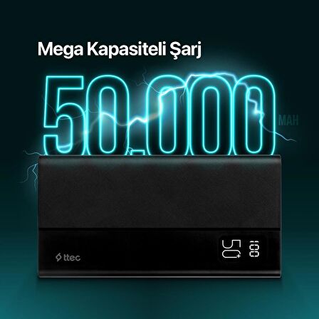 Ttec Şarj Akım Korumalı Led Ekran Dev Kapasite 20W 50.000 mAh Powerbank İphone Samsung Huawei Şarj Powerbank