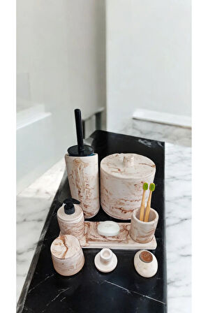 Mermer Desen Beton Banyo Seti,Tuvalet Wc,Çöp Kova,Sabunluk ,Diş Fırçalığı,Tepsi,Aksesuar,Dekorasyon