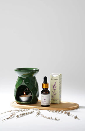 Meditasyon İkilisi | Lavanta Yağı ve Yeşil Buhurdanlık | %100 Doğal
