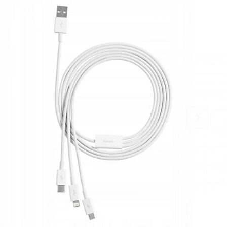Baseus Super Şarj İstasonu 1.5Mt 3in1 Şarj Kablo Micro+Type-C+İphone Şarj İphone 15 15 Pro Max Şarj