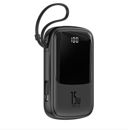 Baseus Super 15 W 10000 mAh Hızlı Şarj Powerbank Siyah 