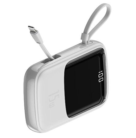 Baseus Super 15 W 10000 mAh Hızlı Şarj Powerbank Beyaz 