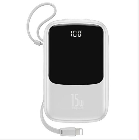 Baseus Super 15 W 10000 mAh Hızlı Şarj Powerbank Beyaz 