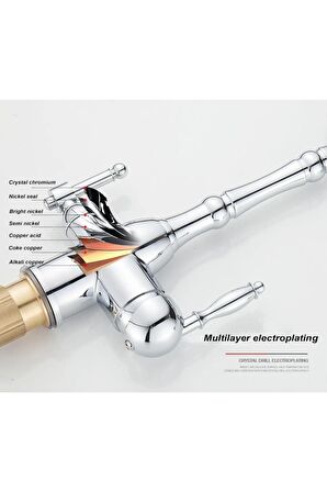 Mutfak Evye Bataryası Krom Dual Flow Su Arıtma Çıkışlı Krom Yeni Tasarım 5 Yıl Garantili